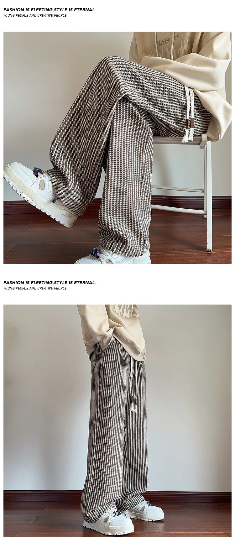 Casual Pants For Men 2024 Spring Autumn New Style American Fit Loose Fit Leg Sweatpants Skin Sense Straight Leg Pants