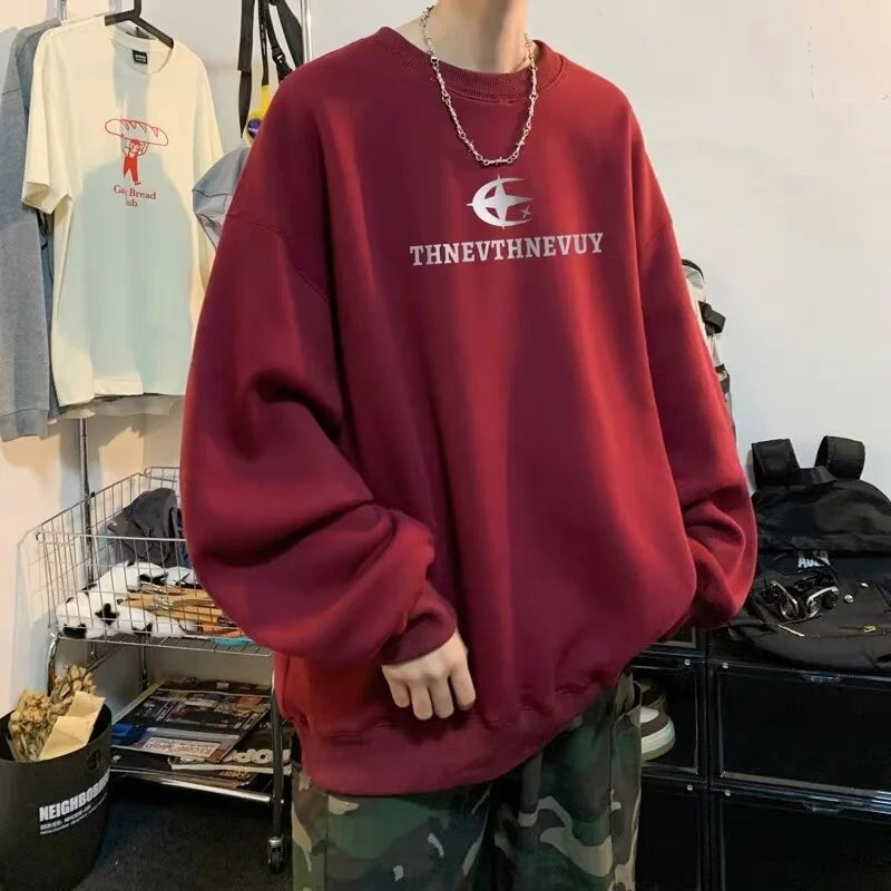 Autumn Hip Hop Letter Crewneck Sweatshirt Men New Y2k Streetwear Pullover Hoodies Korean Fashion Vintage sudaderas para hombre