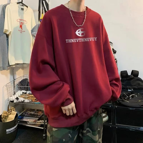 Autumn Hip Hop Letter Crewneck Sweatshirt Men New Y2k Streetwear Pullover Hoodies Korean Fashion Vintage sudaderas para hombre