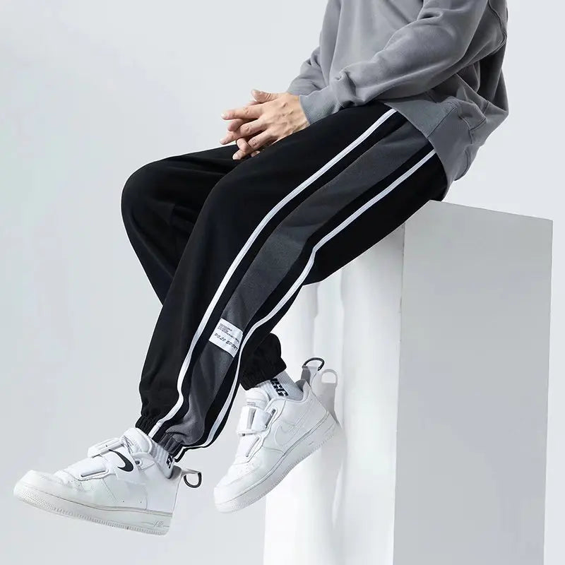 Side Striped Casual Pants Men Oversized Baggy Wide Leg Trousers Elastic Waist Streetwear Joggers Fashion Harajuku Men Pants 7XL