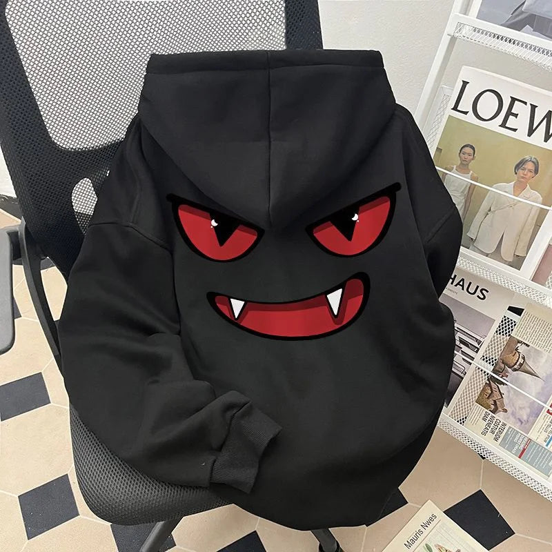 2026 New Funny Anime Graphic Hooded Sweatshirts Men's American Retro Hip Hop Fashion Hoodies Y2K Streetwear Printed Fleece Hoody