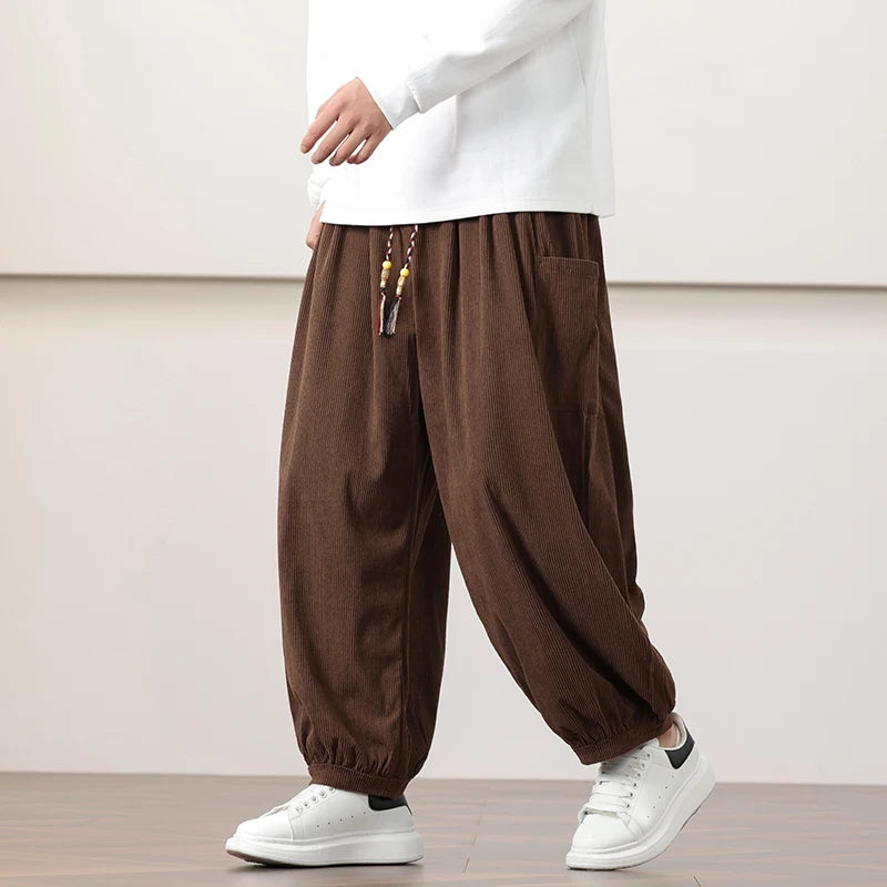2026 Men Summer Autumn Bloomers Male Casual Printed Loose Cotton Harem Pants Men Big Crotch Pants Men Hip Hop Baggy Pants