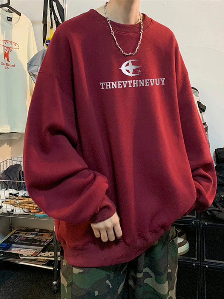 Autumn Hip Hop Letter Crewneck Sweatshirt Men New Y2k Streetwear Pullover Hoodies Korean Fashion Vintage sudaderas para hombre
