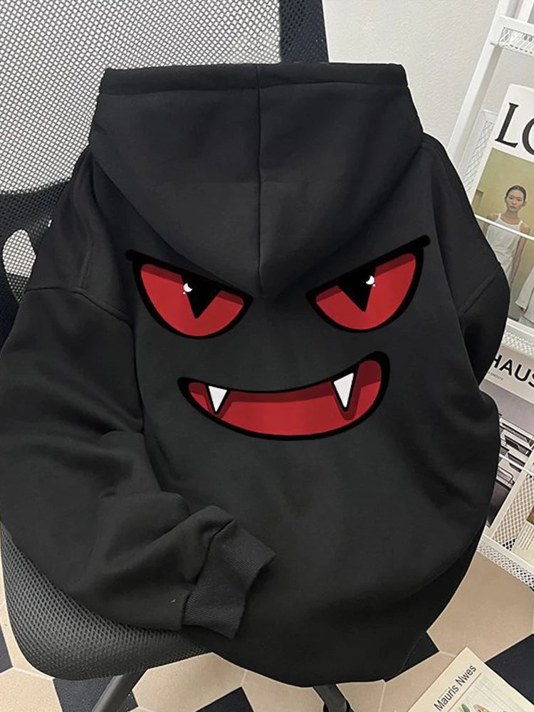 2026 New Funny Anime Graphic Hooded Sweatshirts Men's American Retro Hip Hop Fashion Hoodies Y2K Streetwear Printed Fleece Hoody