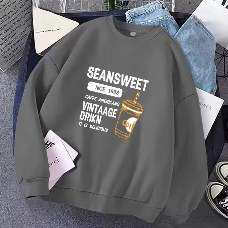 New Funny Graphic Printed Crewneck Pullover Hoodies For Men Y2K Vintage Streetwear Sweatshirts Casual Long Sleeve sudaderas