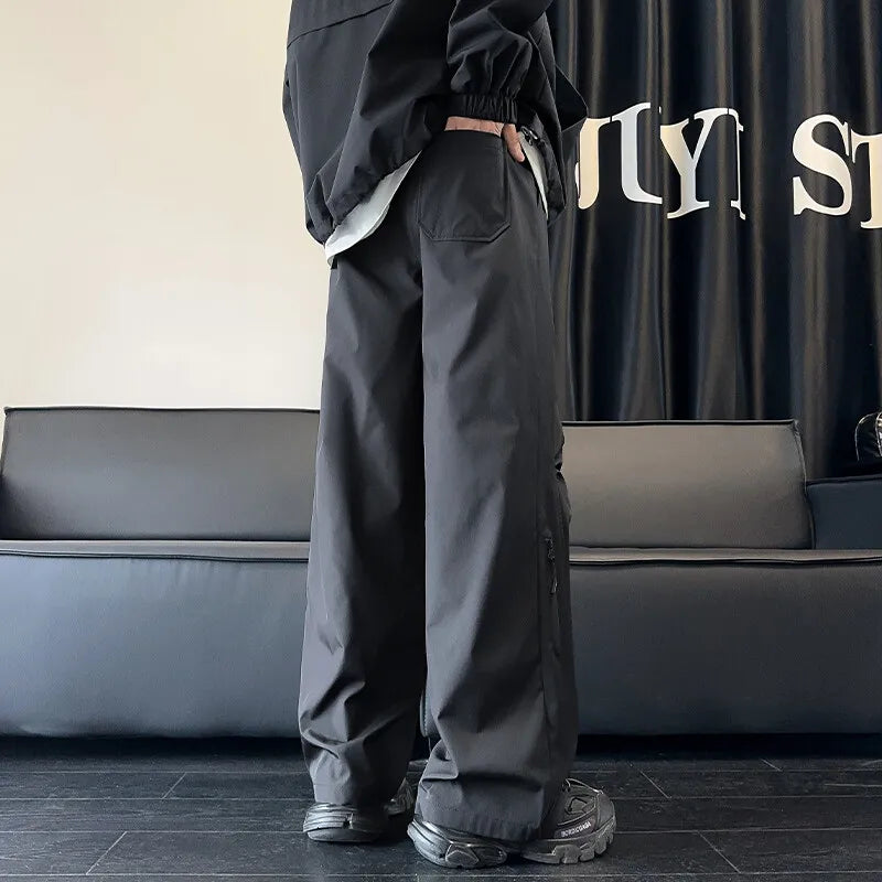 Streetwear Hip Hop Joggers Cargo Pants Men's Black Pants Solid Fashion Harajuku Y2K Wide-Legged Pants Casual Sweatpants M 5XL
