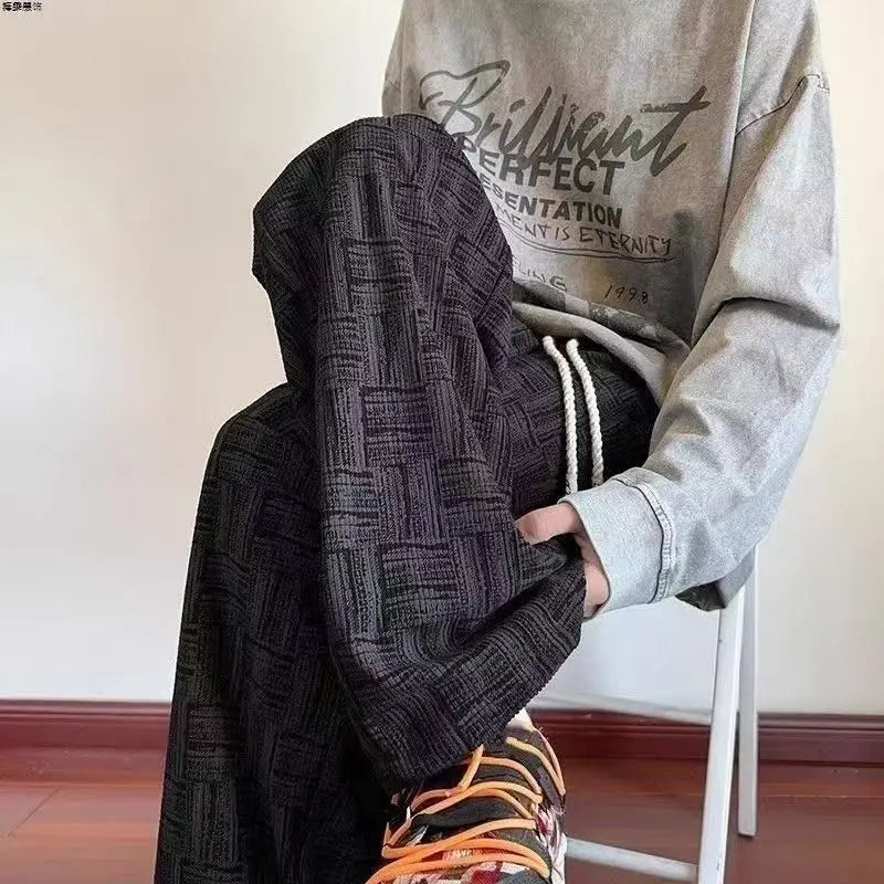 2025 Spring/Summer Men's Straight Corduroy Pants New Fashion Sports and Leisure Pants Loose Edition Wide Legs