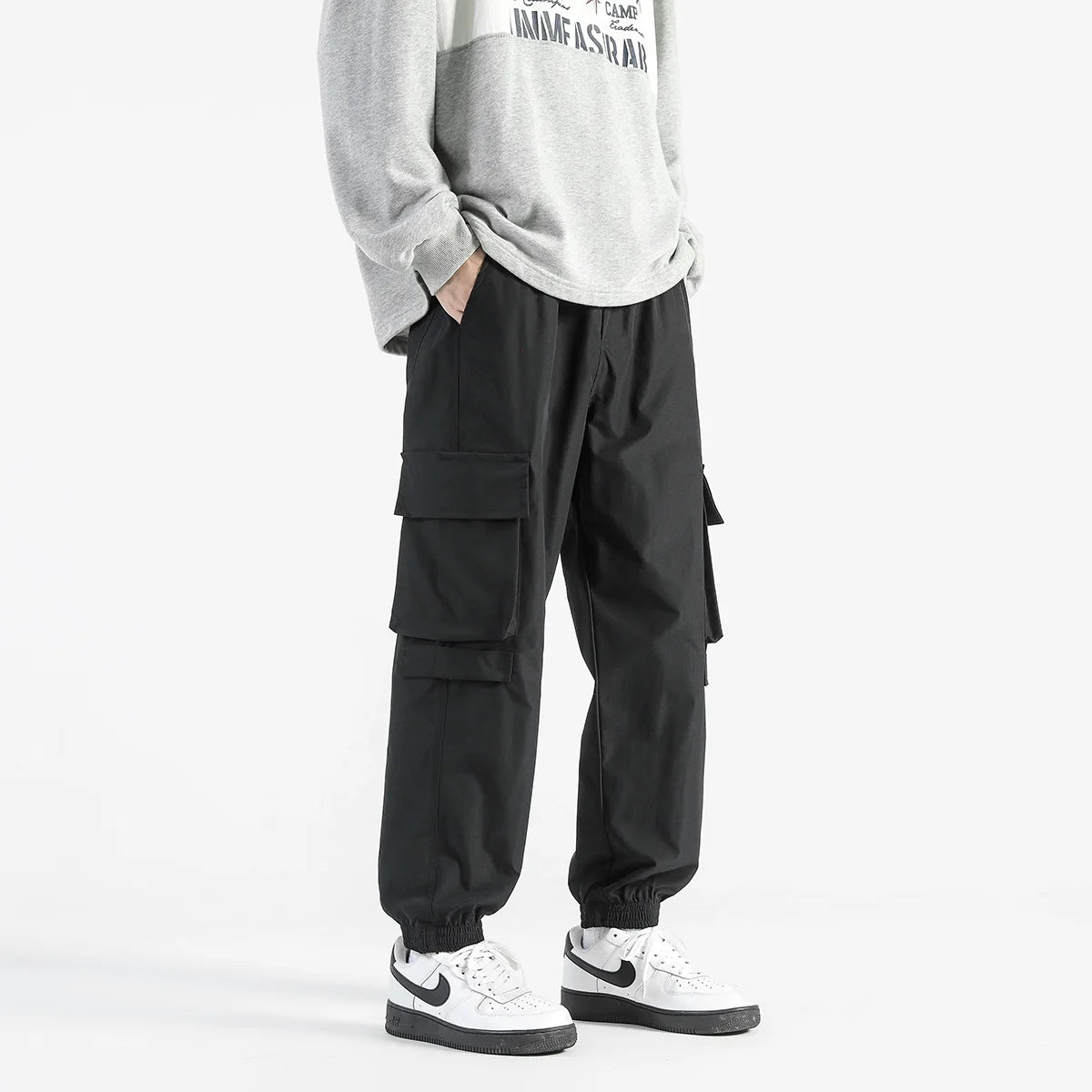 Men Cargo Pants Elastic Waist Wide Leg Men's Harem Joggers Sweatpants for Men/Women Baggy Pants Vintage Oversized Trousers