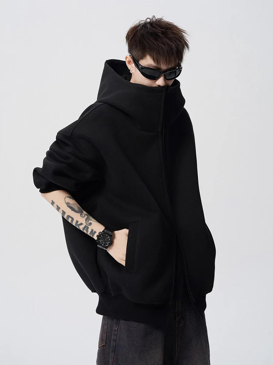 American Style Heavyweight Open Cardigan Sweatshirt Men's Autumn High Street Versatile Loose Couple Outerwear Trendy Vintage...