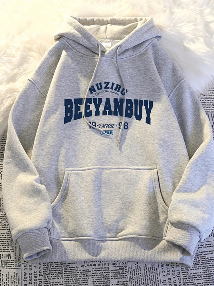 Autumn High Street Letter Printed Y2K Hoodies For Man Oversized Long Sleeve Hooded Sweatshirts Vintage Fleece Sudadera Hombre