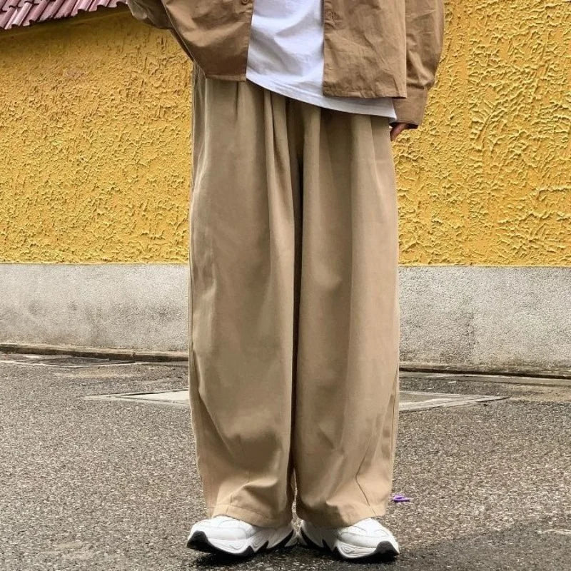 Cotton Baggy Pants Men Wide Leg Oversize Japenese Y2k Ankle-length Long Harem Trousers Casual Sport 2024 New