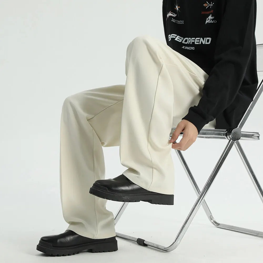 Men's Straight Pants Thin Man Black Comfortable Pant Summer Casual Streetwear Loose Trouser Japanese 5XL Trendy Fashion