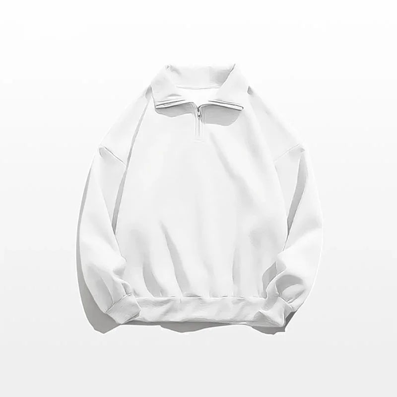 Men's Korean Fashion Half-zipper Sweatshirts Autumn Stand-up Collar Pullover Hoodies Y2K Vintage Solid Tops Hombre Tracksuit