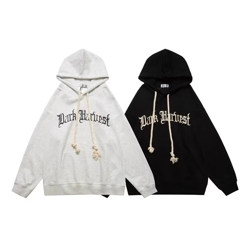 Autumn American Goth Letter Printed Pullover Hoodies Man Hip Hop Cotton Fleece Hooded Sweatshirts Pocket Y2K Streetwear Hoody
