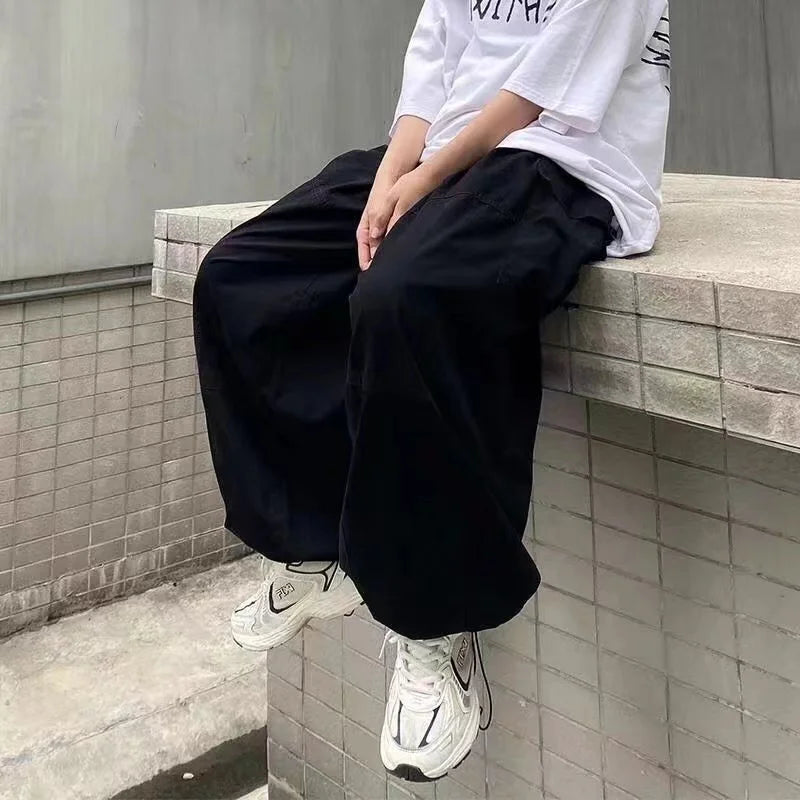 Vintage Baggy Cargo Pants Men Parachute Wide Leg Trousers Male Oversize Retro Loose Casual Japanese Streetwear Hip Hop