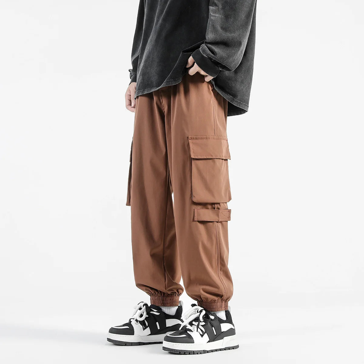 Men Cargo Pants Elastic Waist Wide Leg Men's Harem Joggers Sweatpants for Men/Women Baggy Pants Vintage Oversized Trousers