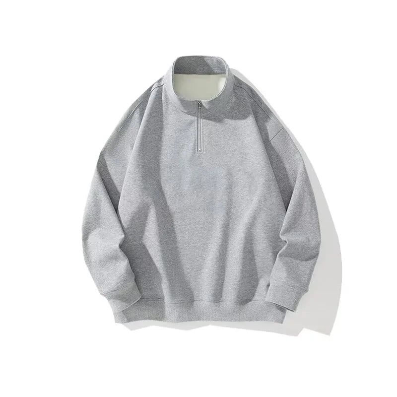 2026 New Half Zipper Design Sweatshirts For Men Autumn Y2K Vintage Stand Collar Pullover Hoodies Korean Fashion Casual sudadera