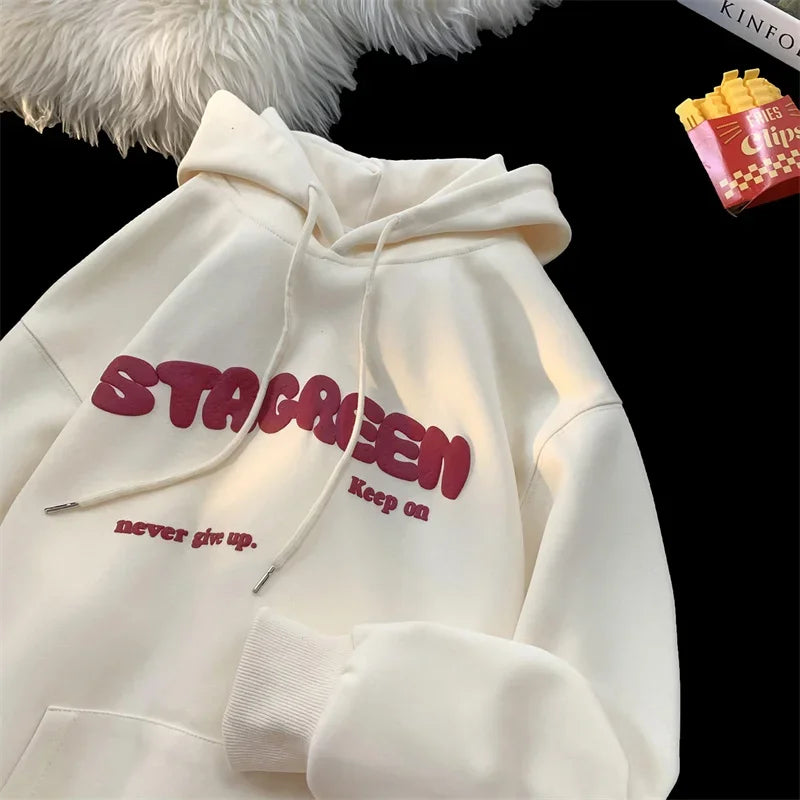 2026 New Letter Printed Hoodies For Men and Women Autumn Y2K Streetwear Hooded Sweatshirts Fleece Vintage Fashion Pocket Hoody