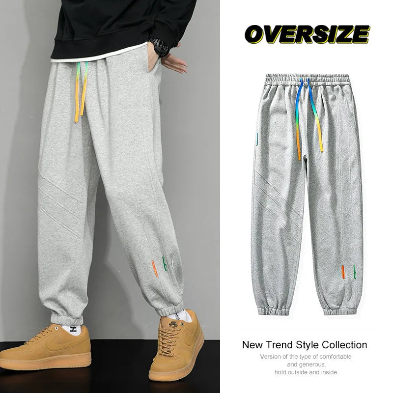 Side Striped Casual Pants Men Oversized Baggy Wide Leg Trousers Elastic Waist Streetwear Joggers Fashion Harajuku Men Pants 7XL