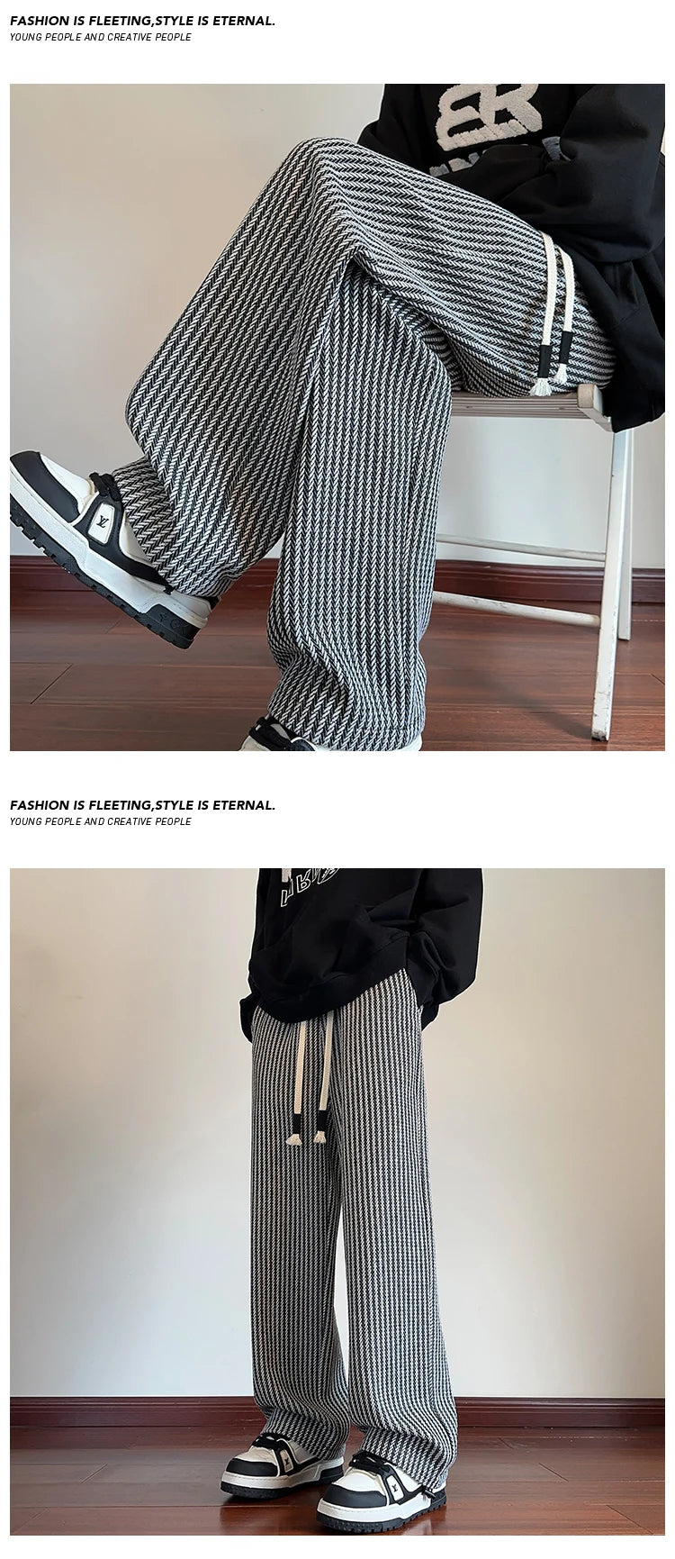 Casual Pants For Men 2024 Spring Autumn New Style American Fit Loose Fit Leg Sweatpants Skin Sense Straight Leg Pants