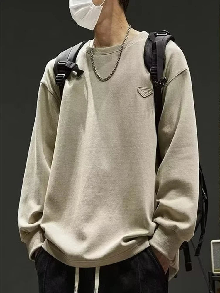 2026 New Foam Print Sweatshirts For Men Casual Y2K Vintage Crewneck Pullover Hoody Patchwork Oversized Tracksuit Clothes