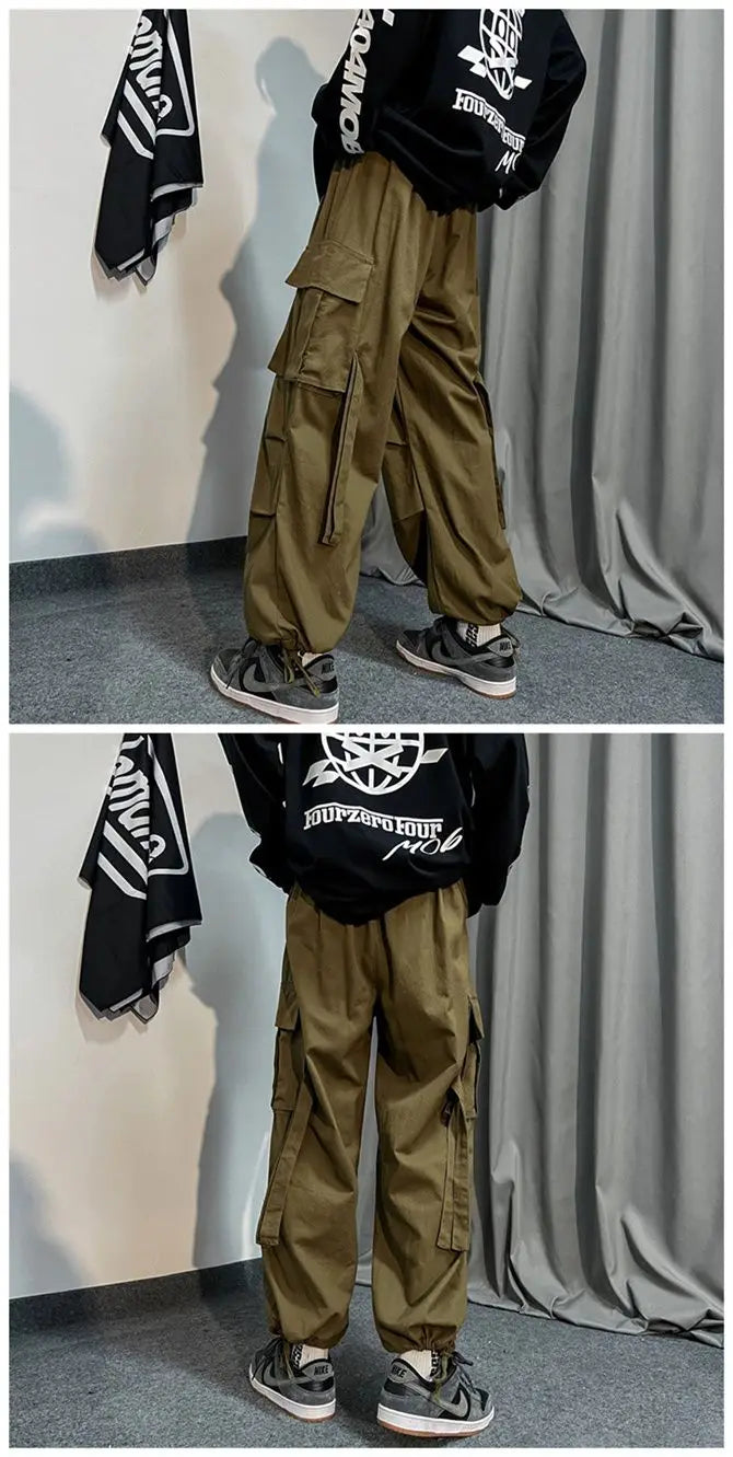 2024 Black Cargo Pants for Men Oversize Cargo Trousers Male Green Loose Casual Japanese Streetwear Hip Hop Pocket Big Size