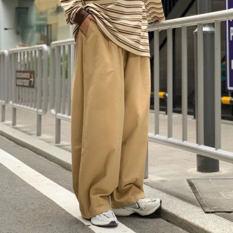 Cotton Baggy Pants Men Wide Leg Oversize Japenese Y2k Ankle-length Long Harem Trousers Casual Sport 2024 New
