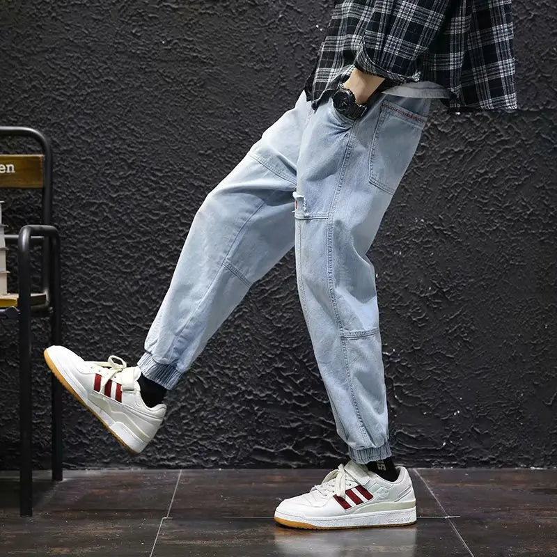 2025 New Streetwear Hip Hop Cargo Pants Men's Jeans Elastic Harun Joggers In Autumn and Spring Men ClothIng