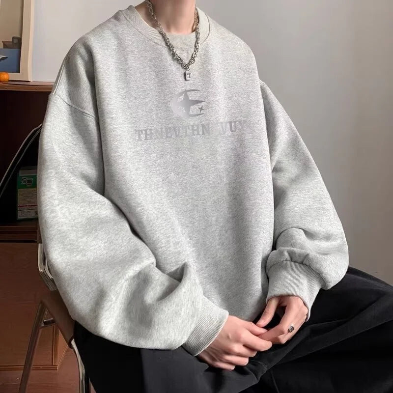 Autumn Hip Hop Letter Crewneck Sweatshirt Men New Y2k Streetwear Pullover Hoodies Korean Fashion Vintage sudaderas para hombre