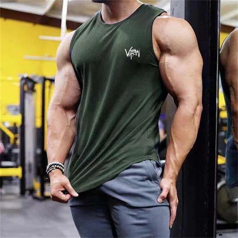 2024 summer Quick drying men vest Training slim sports breathable running fitness tank top sleeveless t-shirt Men's undershirt