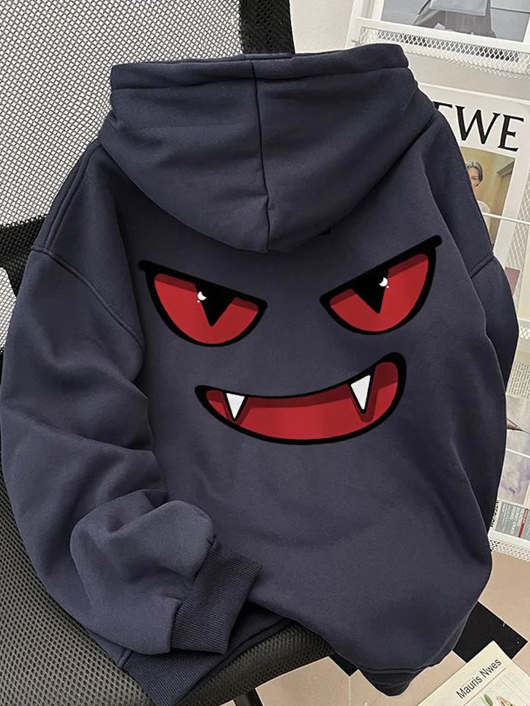 2026 New Funny Anime Graphic Hooded Sweatshirts Men's American Retro Hip Hop Fashion Hoodies Y2K Streetwear Printed Fleece Hoody