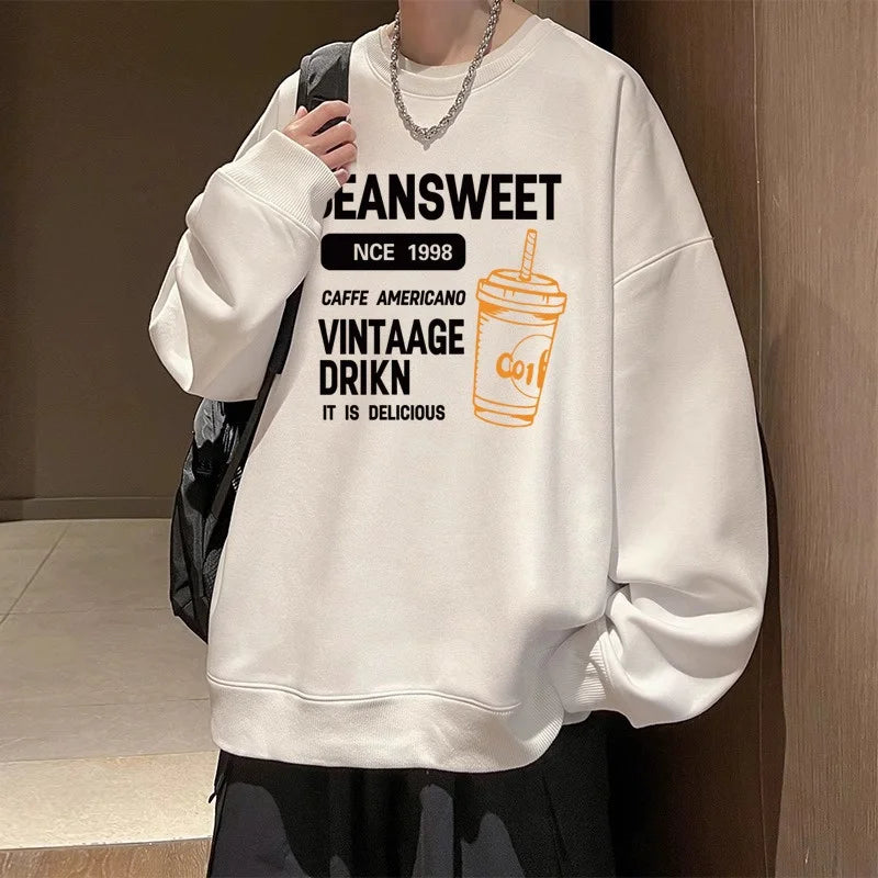 New Funny Graphic Printed Crewneck Pullover Hoodies For Men Y2K Vintage Streetwear Sweatshirts Casual Long Sleeve sudaderas