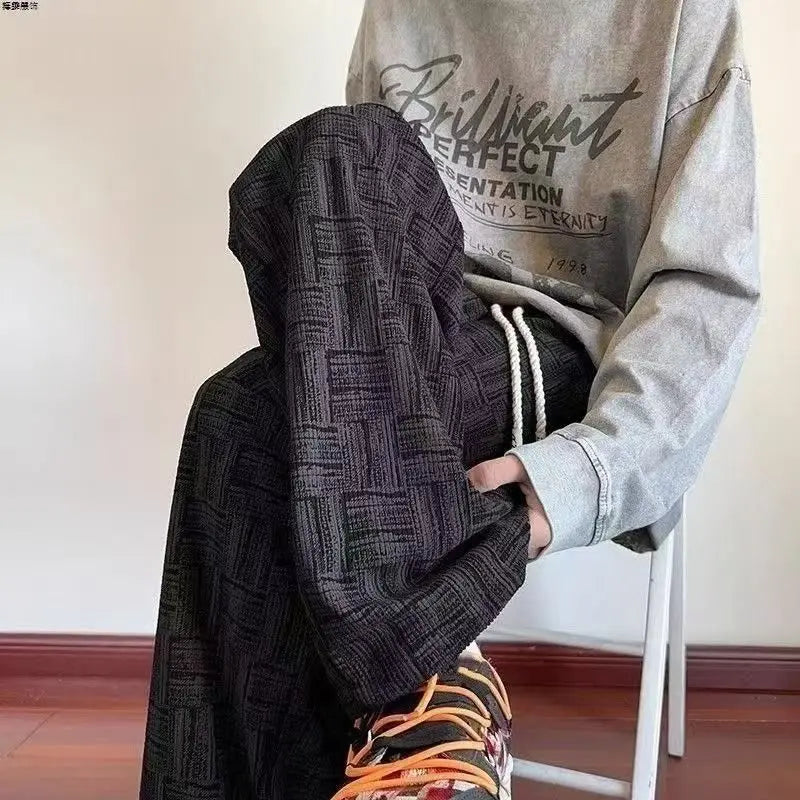 2025 Spring/Summer Men's Straight Corduroy Pants New Fashion Sports and Leisure Pants Loose Edition Wide Legs