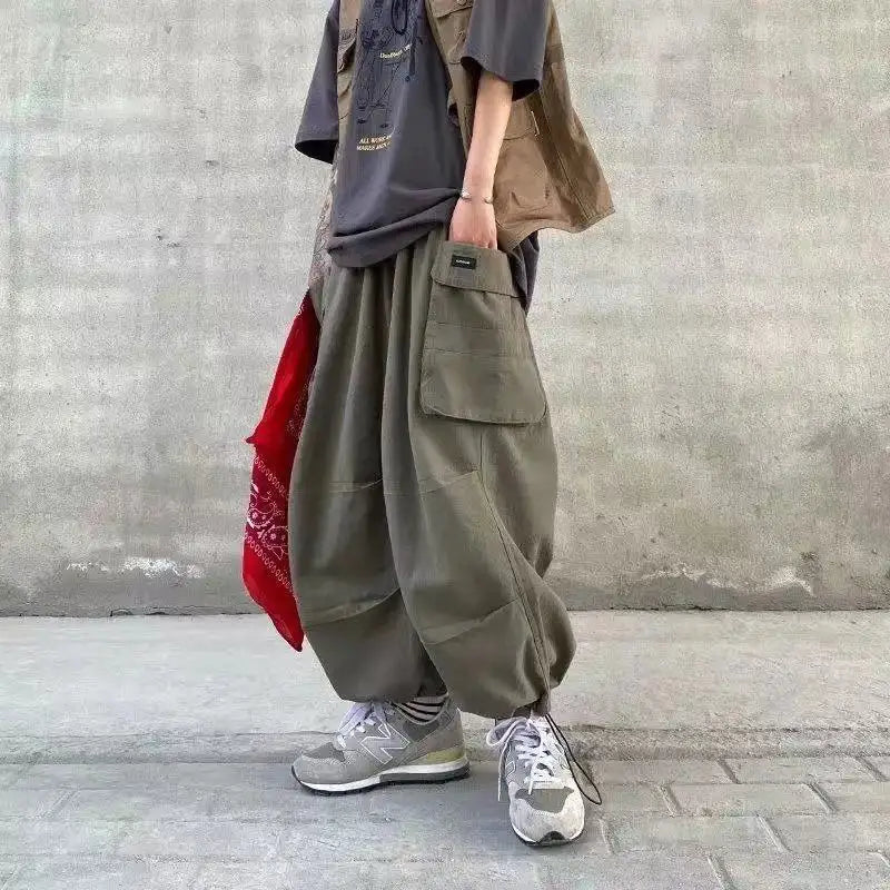 Harajuku Y2k Baggy Cargo Pants Joggers Streetwear Ankle-Length Casual Harem Long Trousers Men Wide Leg Oversize 2024 New