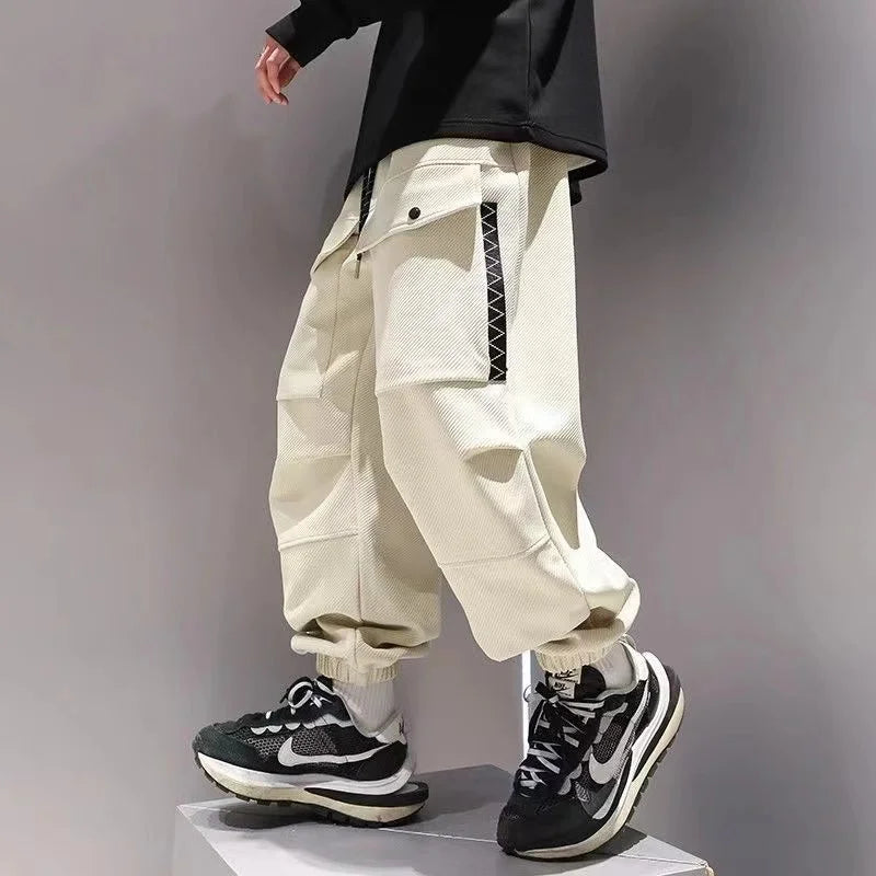 Korean Cargo Pants Men Japanese Streetwear Oversize Sweatpants Harajuku Casual Joggers Kpop Trendy Trousers Hip Hop