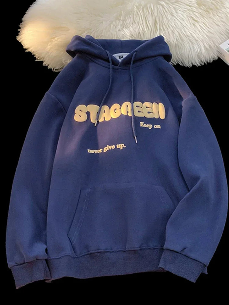 2026 New Letter Printed Hoodies For Men and Women Autumn Y2K Streetwear Hooded Sweatshirts Fleece Vintage Fashion Pocket Hoody
