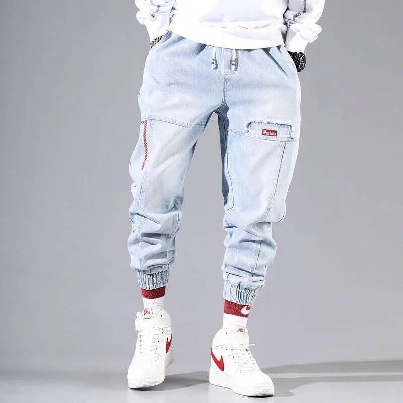 2025 New Streetwear Hip Hop Cargo Pants Men's Jeans Elastic Harun Joggers In Autumn and Spring Men ClothIng
