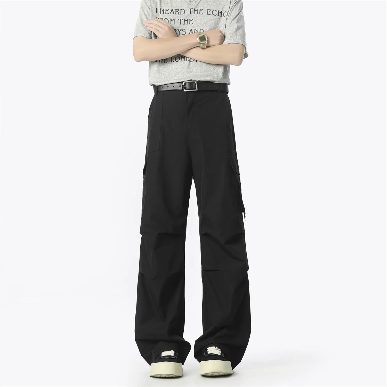 Autumn New Wide Leg Pocket Cargo Pants Men Trousers Neutral Loose Casual Straight Outdoor Fashion Pants Sweatpants 4XL