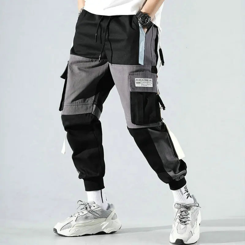 Ribbons Harem Joggers Men Cargo Pants Streetwear 2025 Hip Hop Casual Pockets Track Pants Male Harajuku Fashion Trousers
