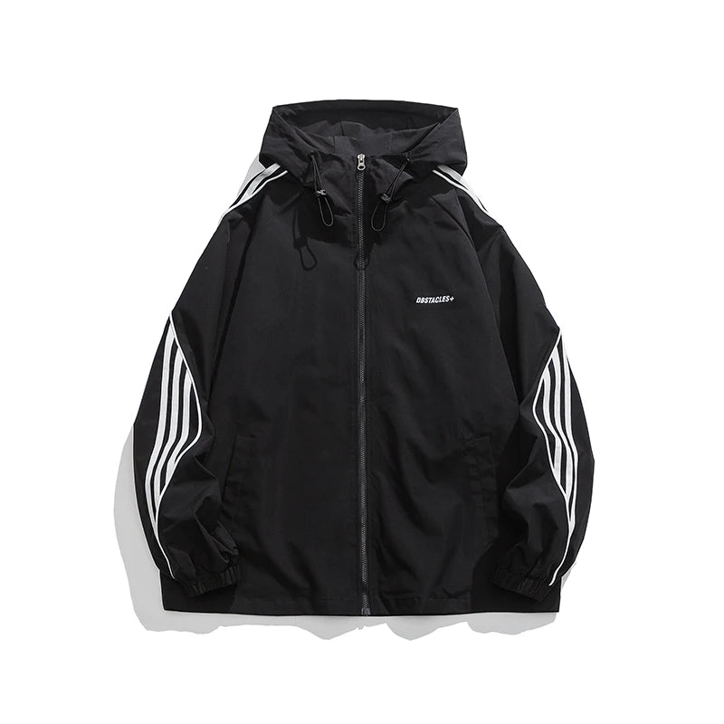 Spring Varsity Jacket WaterProof Hooded Outdoor Solid Color Couple Aviator Jacket Outerwear Fashion Casual Men's Clothing