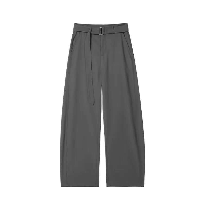 New Men Black Straight Pants Fashion Korean Loose Suit Trousers Casual Draped Baggy Gray Wide Leg Pant Male Streetwear 5XL