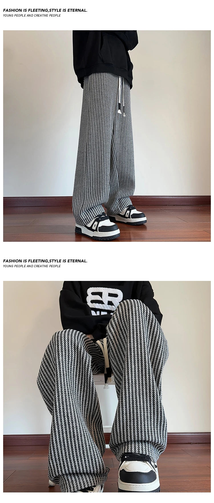 Casual Pants For Men 2024 Spring Autumn New Style American Fit Loose Fit Leg Sweatpants Skin Sense Straight Leg Pants