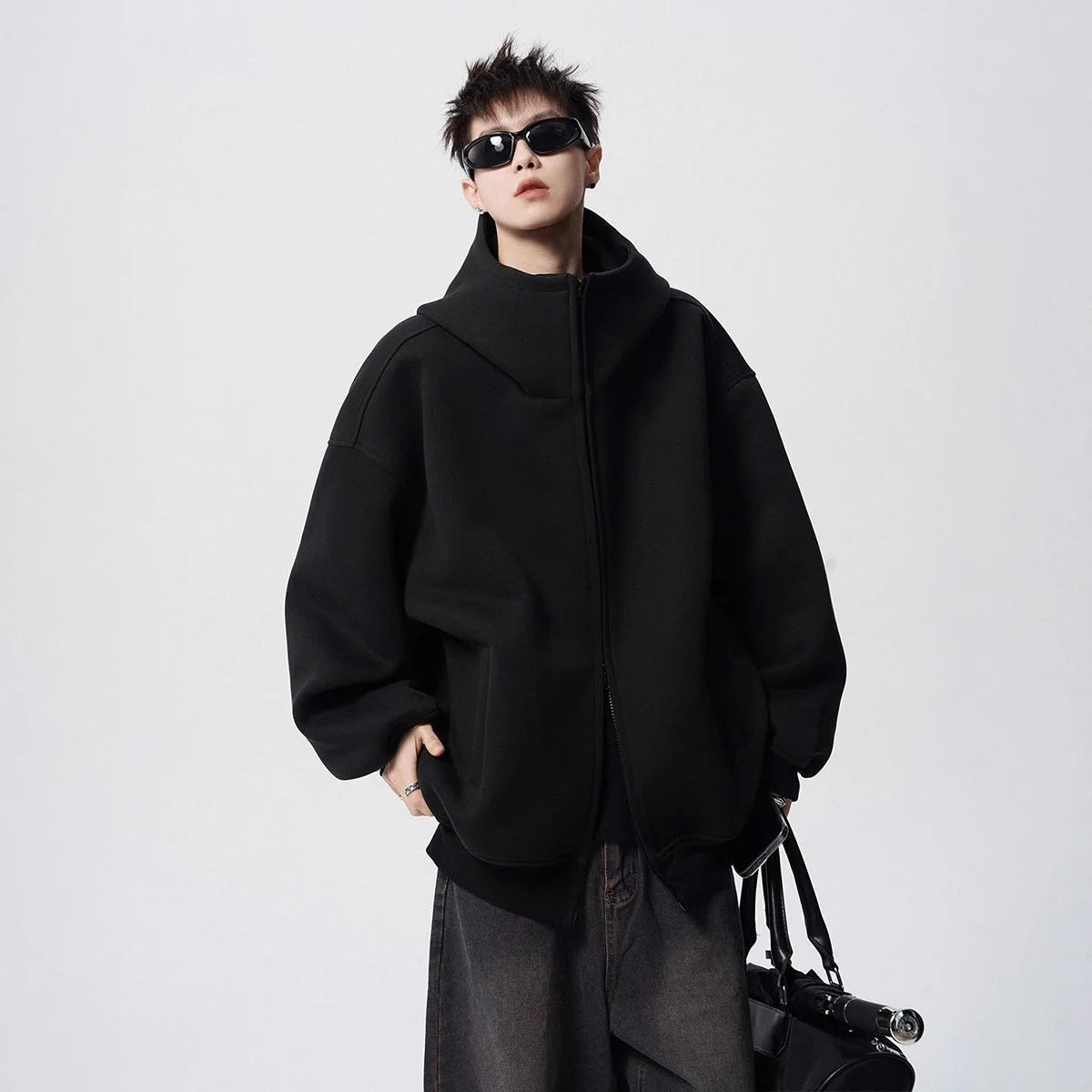 American Style Heavyweight Open Cardigan Sweatshirt Men's Autumn High Street Versatile Loose Couple Outerwear Trendy Vintage...