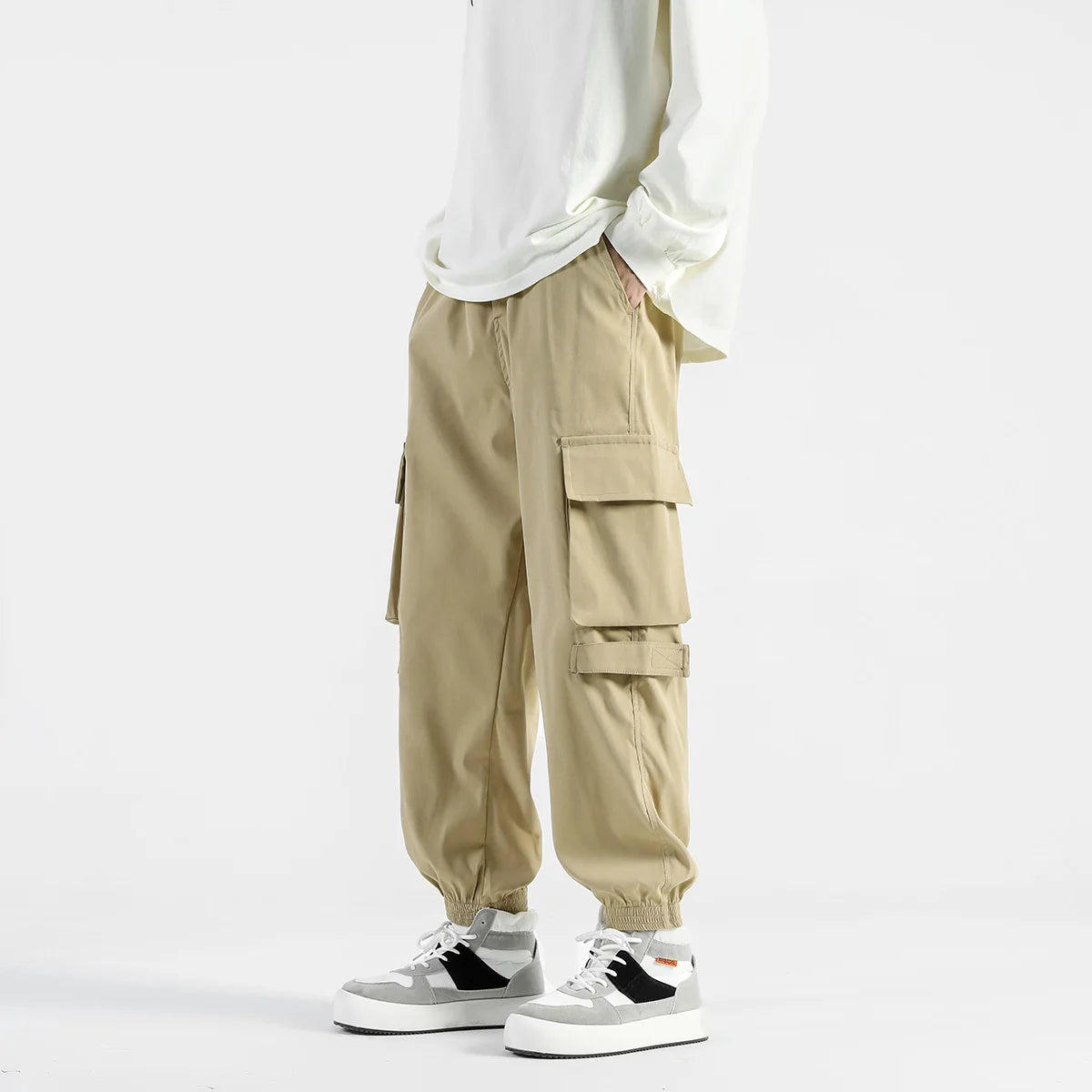 Men Cargo Pants Elastic Waist Wide Leg Men's Harem Joggers Sweatpants for Men/Women Baggy Pants Vintage Oversized Trousers