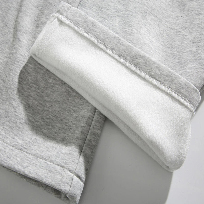 New Winter Fleece Warm Pants Men Cargo Thick Baggy Streetwear Joggers Straight Trousers Male Large Size Fleece Trousers 5XL