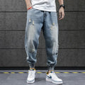 2026 New Hip Hop Harem Jeans Pants Men Loose Joggers Denim Casual Sweatpants Korea Ankle Length Trousers Streetwear Male Clothes