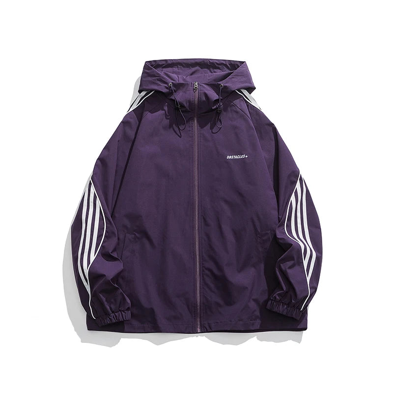 Spring Varsity Jacket WaterProof Hooded Outdoor Solid Color Couple Aviator Jacket Outerwear Fashion Casual Men's Clothing