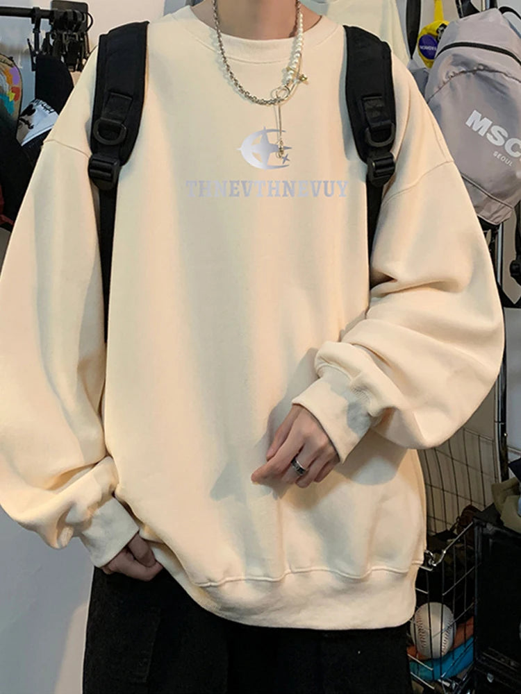 Autumn Hip Hop Letter Crewneck Sweatshirt Men New Y2k Streetwear Pullover Hoodies Korean Fashion Vintage sudaderas para hombre