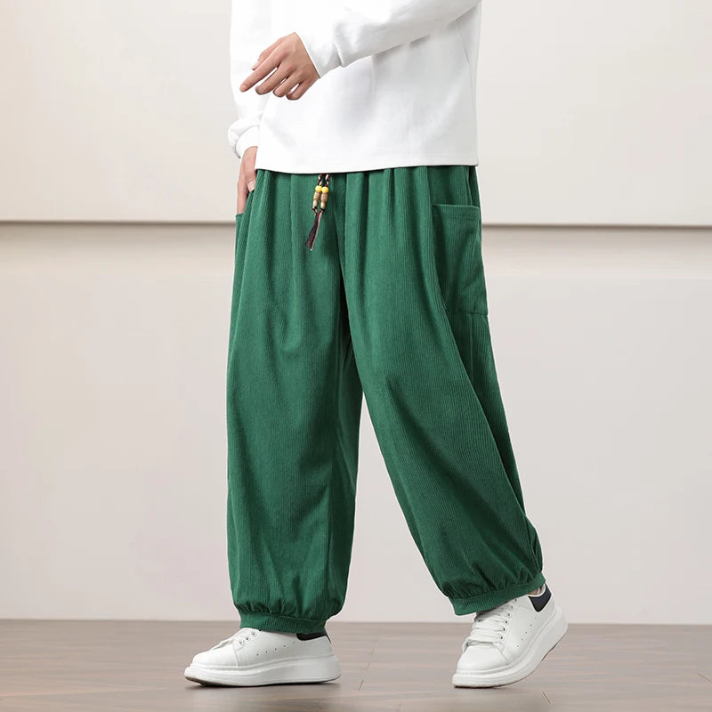 2026 Men Summer Autumn Bloomers Male Casual Printed Loose Cotton Harem Pants Men Big Crotch Pants Men Hip Hop Baggy Pants