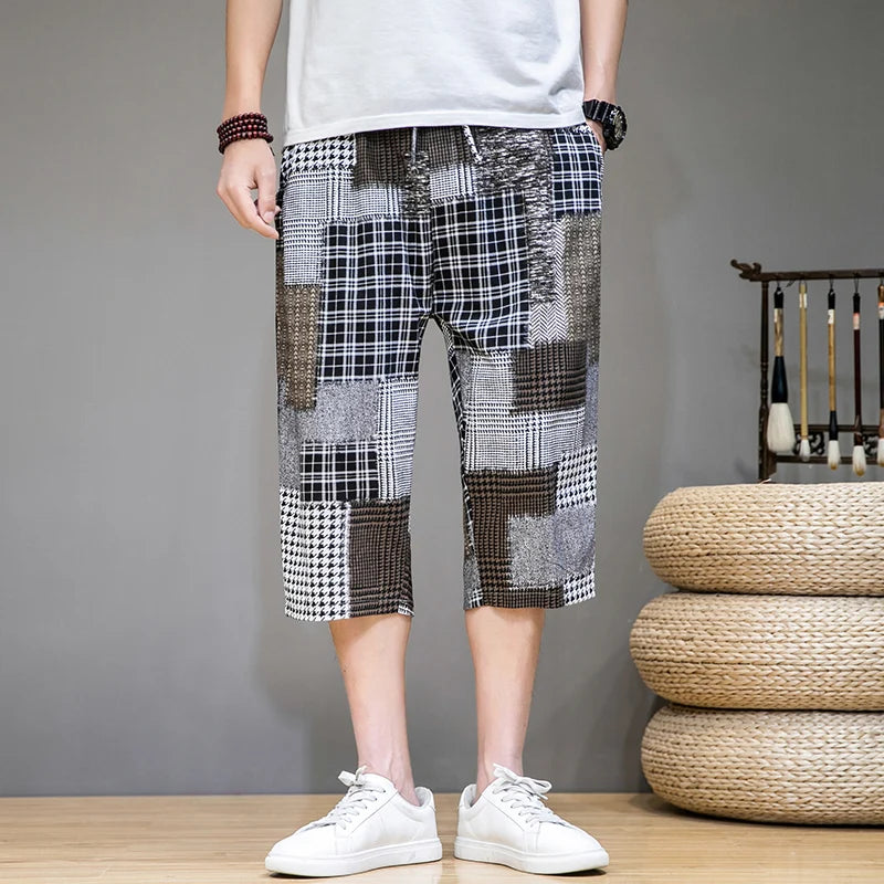 Baggy Cotton Harem Pants Men 2024 Summer Japanese Men Women Hip Hop Plus Size Wide Leg Pants Bloomers Calf-Length Pants Joggers